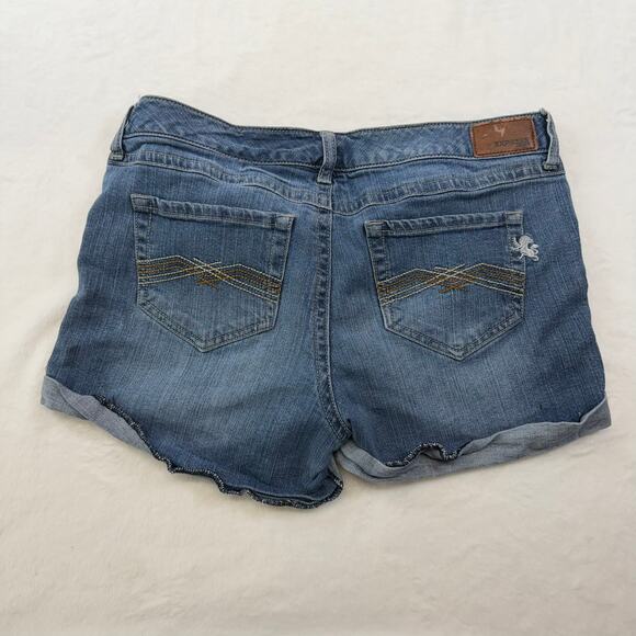 Express Women's Denim Jean Shorts Size 8 Cuffed Festival Cowgirl Beach Casual - Picture 2 of 8